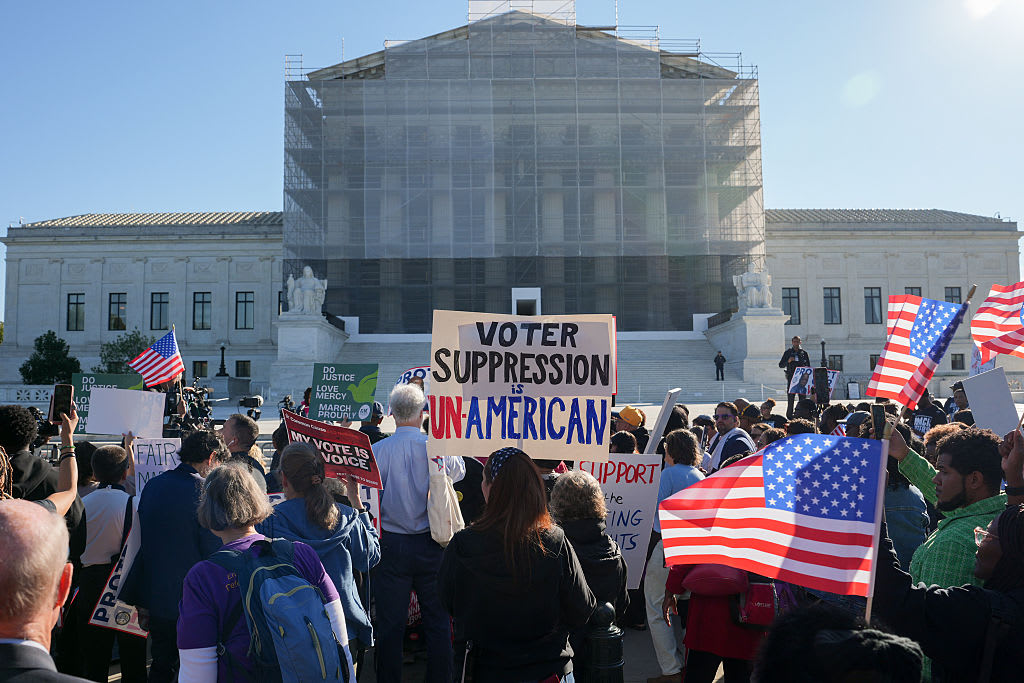 Demonstrators gathered outside the U.S. Supreme Court in Washington, D.C.